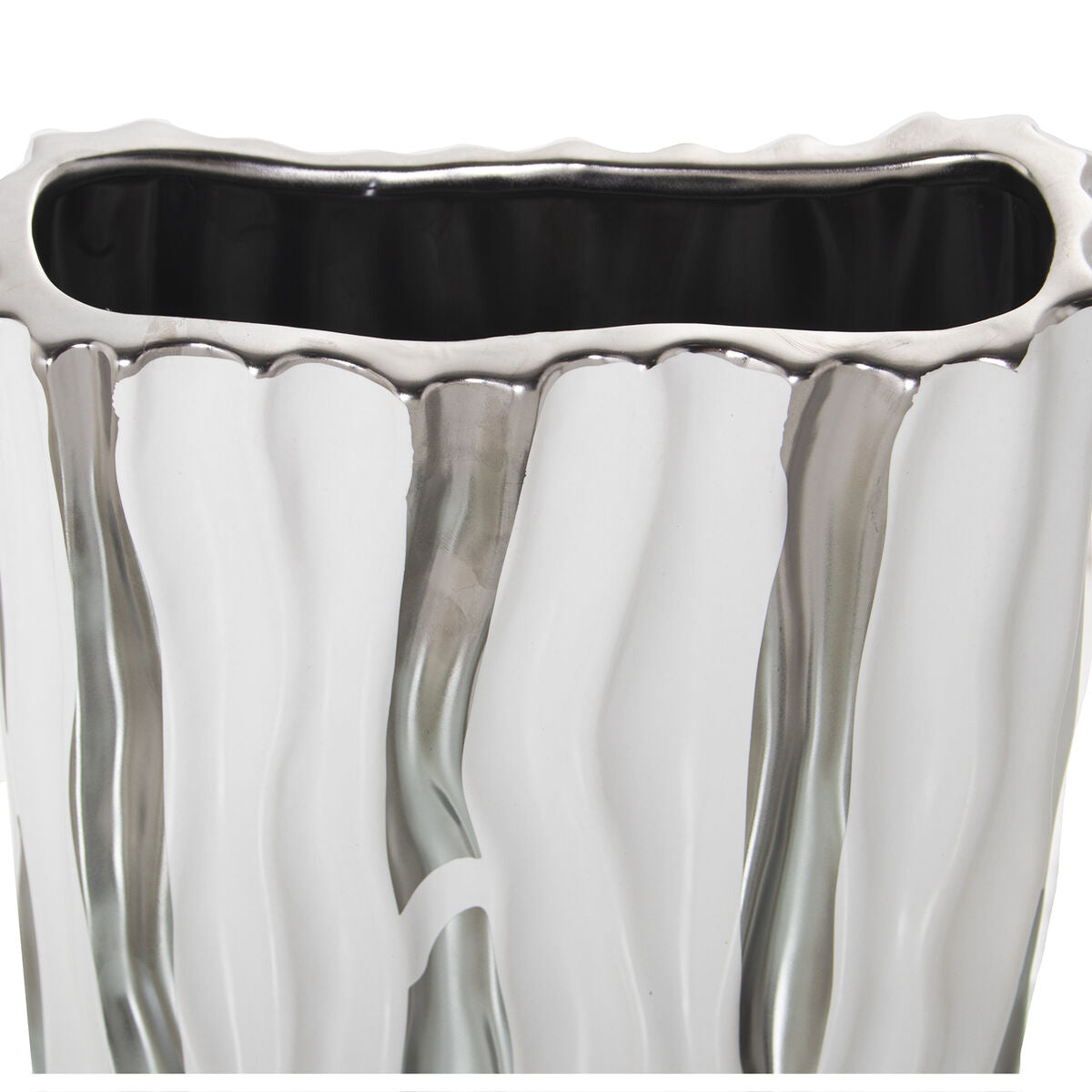 Vase Alexandra House Living White Silver Ceramic 19 x 8 x 25 cm-1