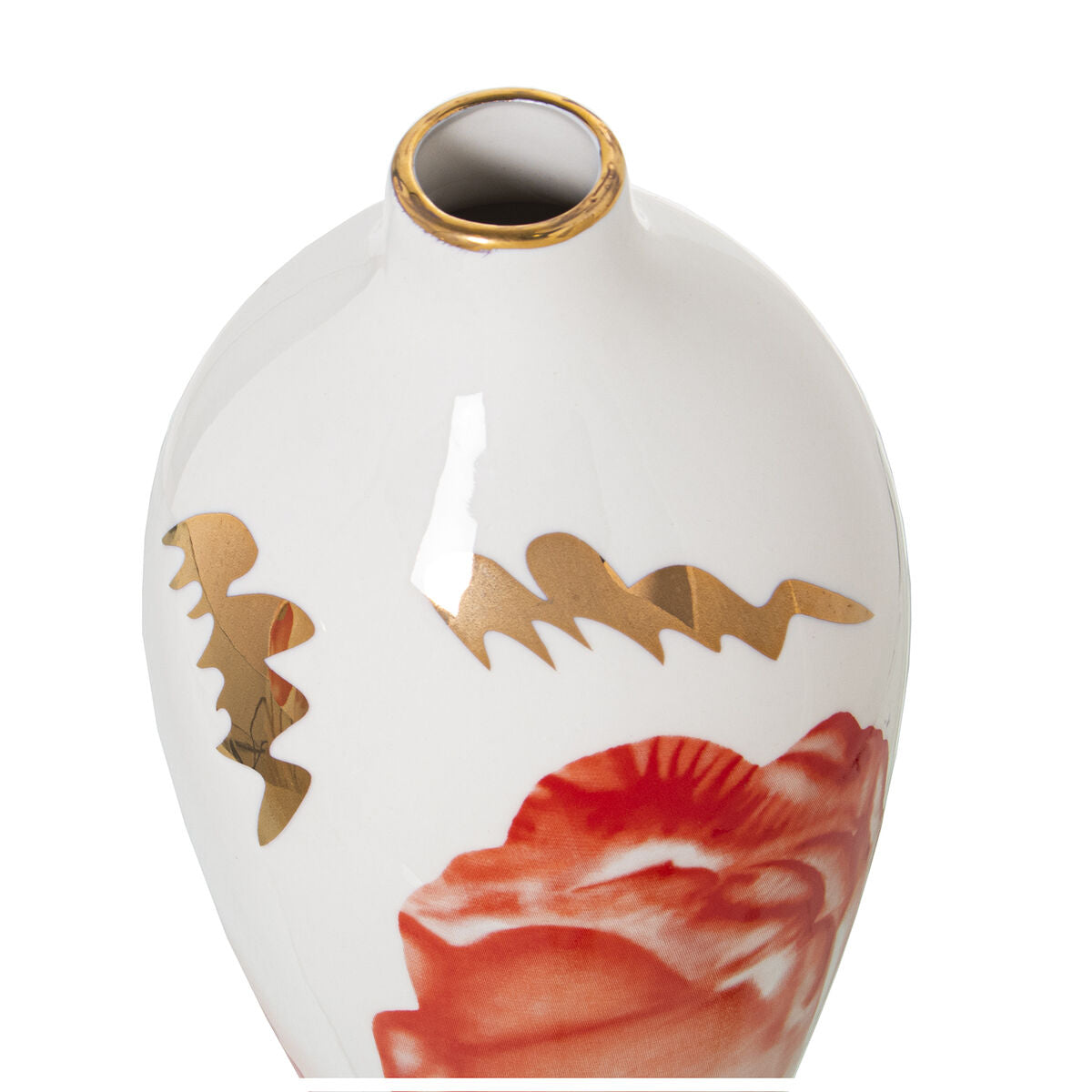Vase Alexandra House Living White Golden Ceramic 11 x 11 x 20 cm-1