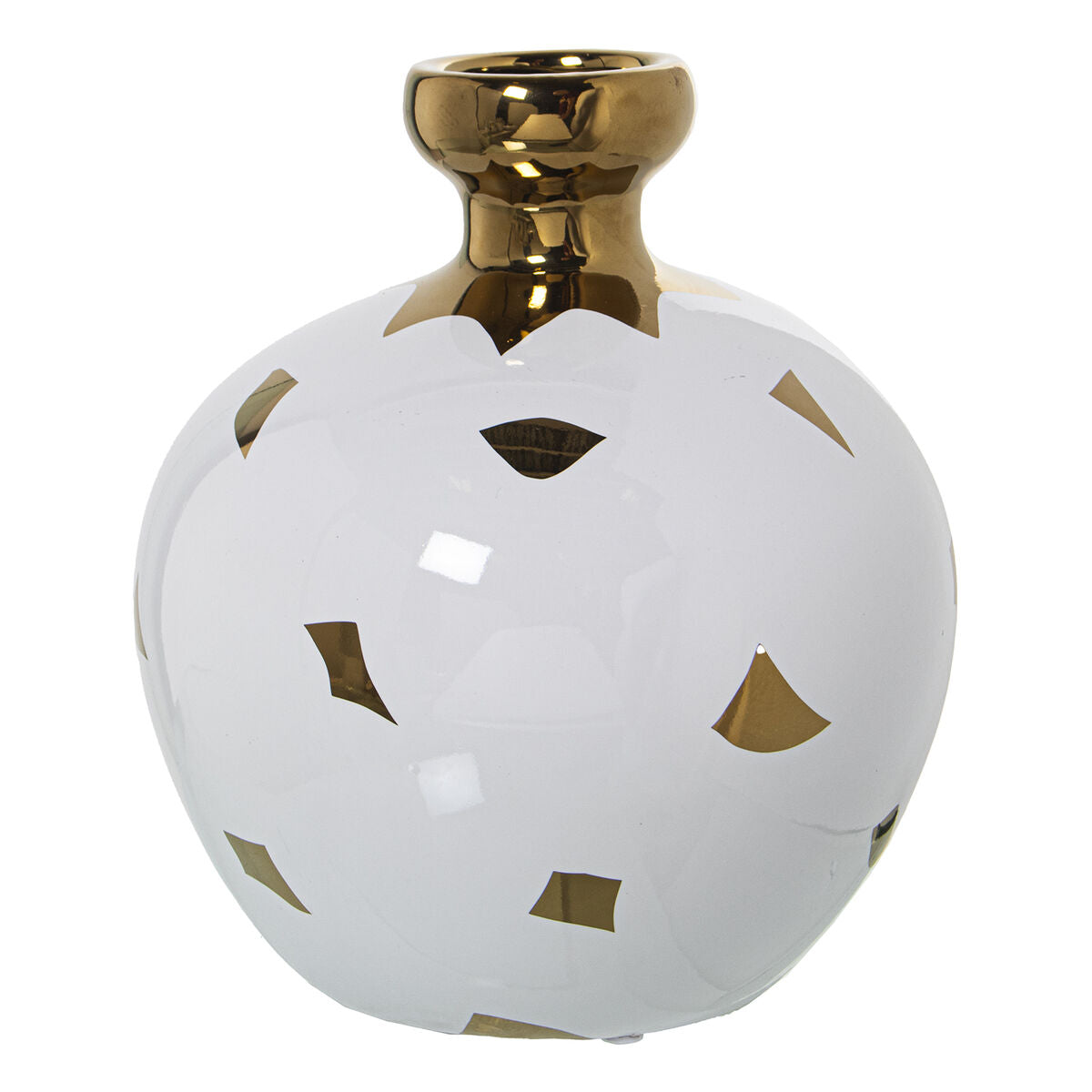 Vase Alexandra House Living White Golden Ceramic 19 x 19 x 22 cm-0