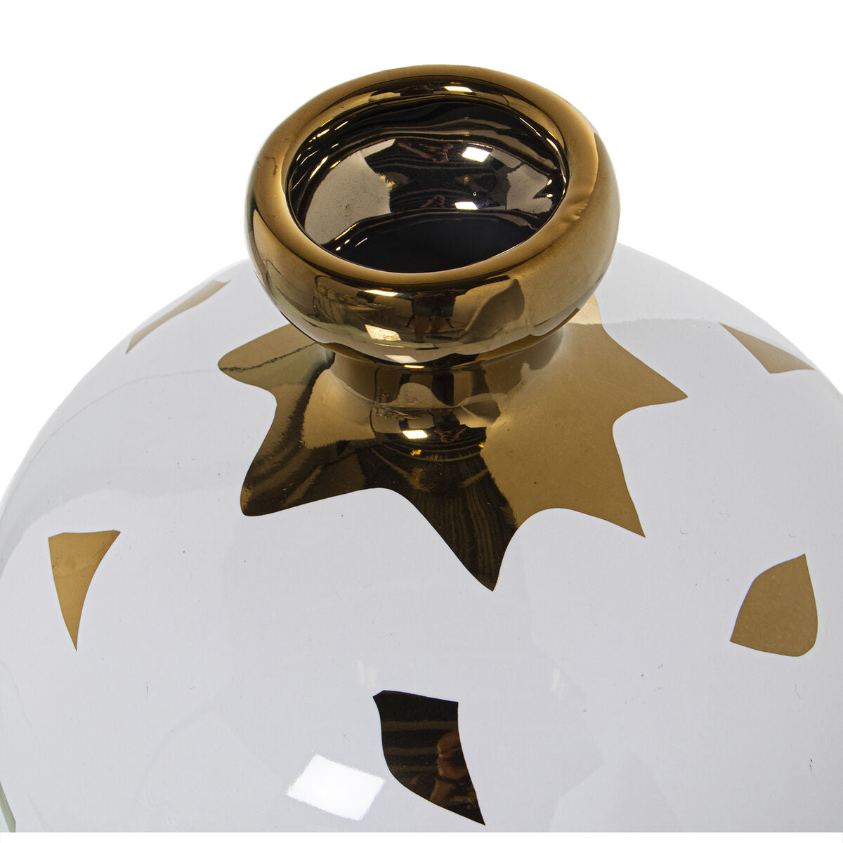 Vase Alexandra House Living White Golden Ceramic 19 x 19 x 22 cm-1