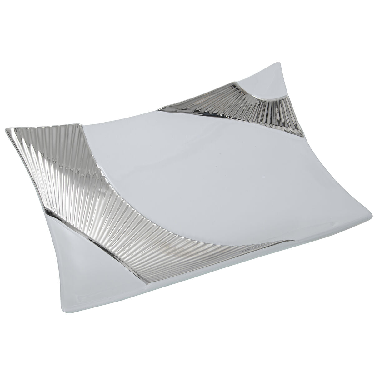 Centerpiece Alexandra House Living White Silver Ceramic 9 x 33 x 24 cm-0