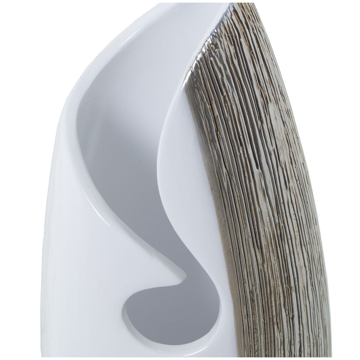 Set of 2 Vases Alexandra House Living White Silver Ceramic 18 x 26 x 47 cm (2 Pieces)-1