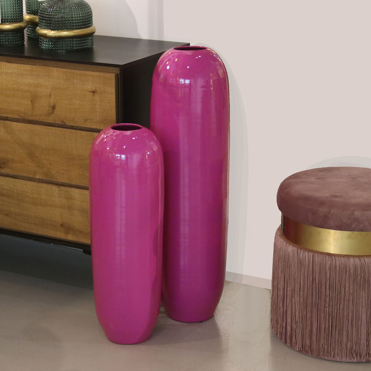 Floor vase Alexandra House Living Violet Ceramic Shiny 22 x 21 x 77 cm-1