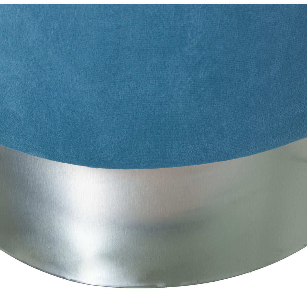 Pouffe Alexandra House Living Blue Silver Velvet Wood 10 x 42 x 35 cm-1