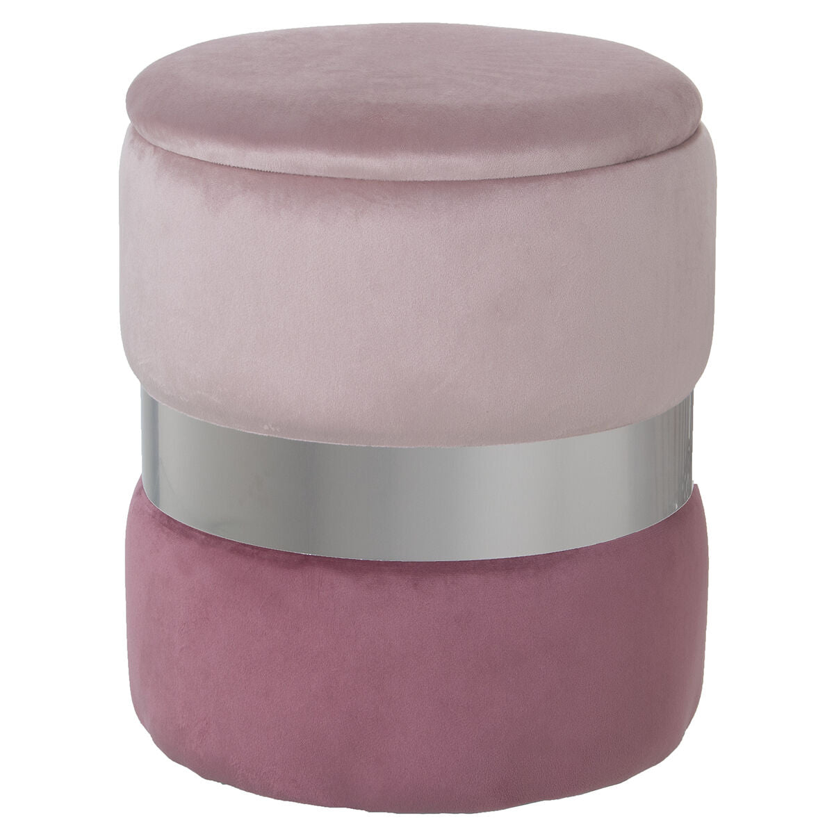 Pouffe Alexandra House Living Pink Silver Velvet Wood 7 x 43 x 37 cm-5