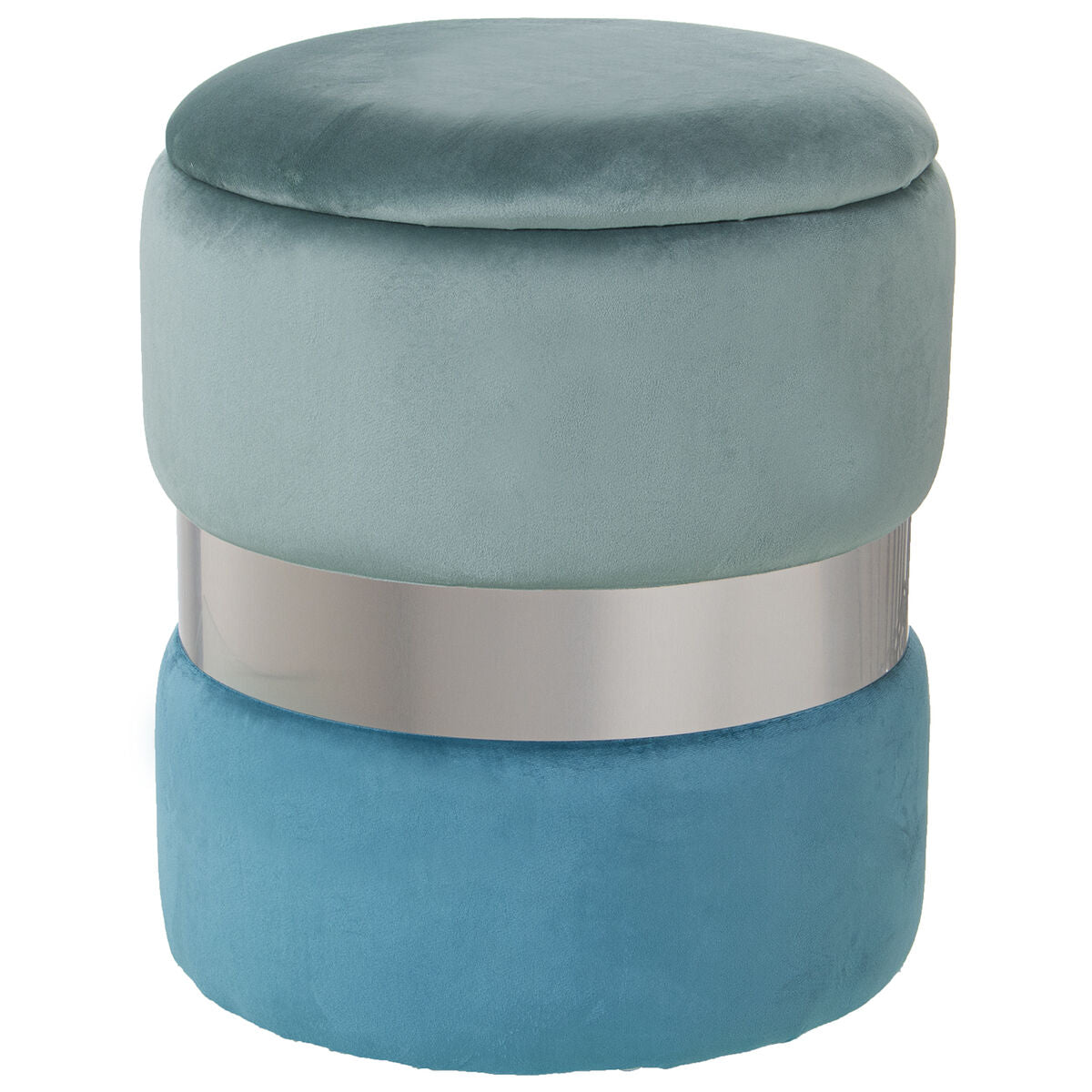 Pouffe Alexandra House Living Blue Silver Velvet Wood 7 x 43 x 37 cm-0