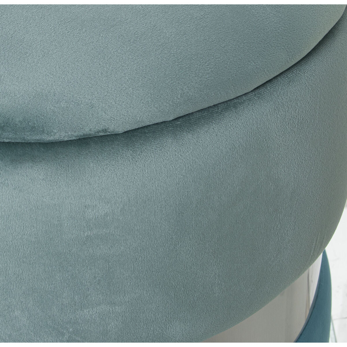 Pouffe Alexandra House Living Blue Silver Velvet Wood 7 x 43 x 37 cm-2