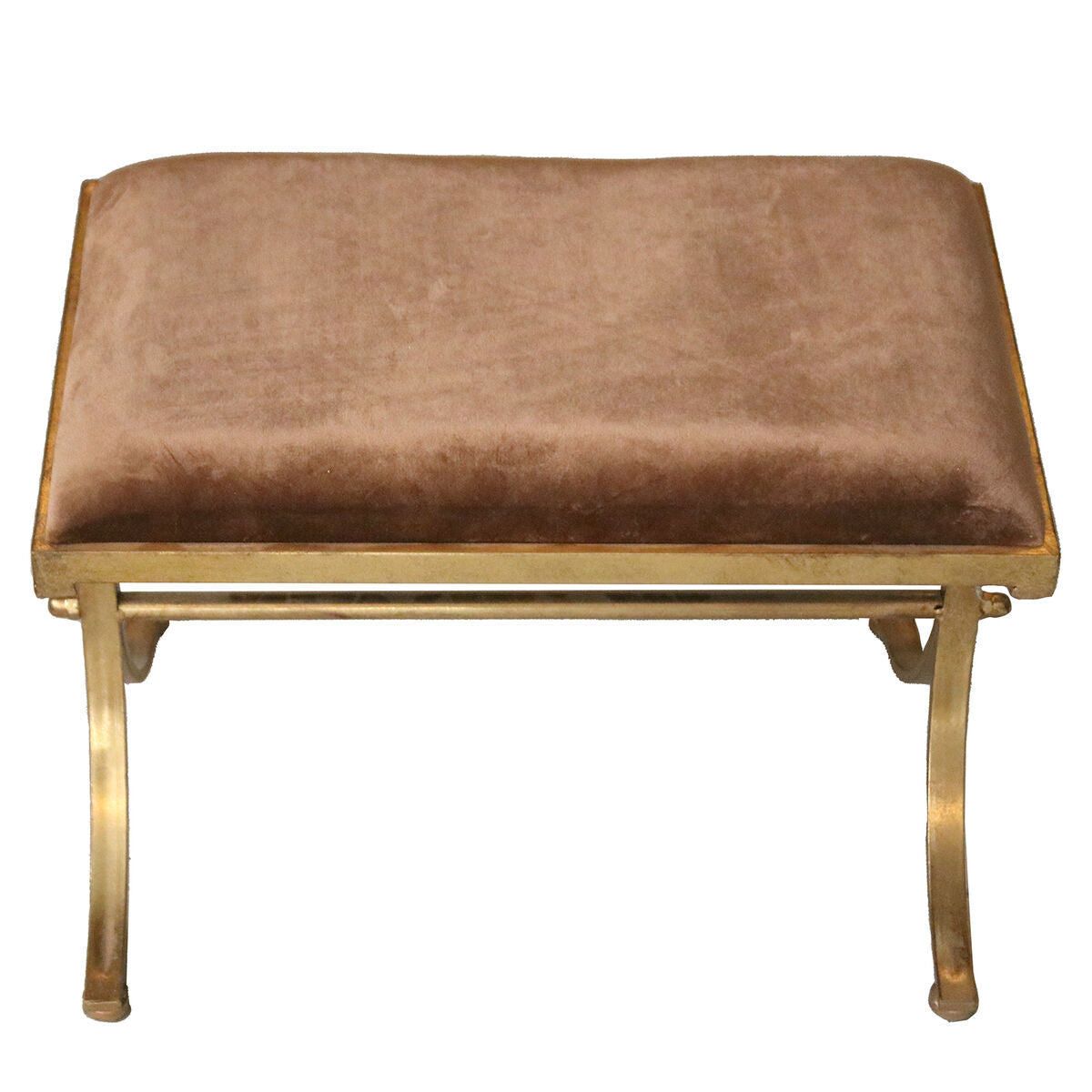 Bench Alexandra House Living Brown Golden Velvet Metal 60 x 46 x 37 cm-3