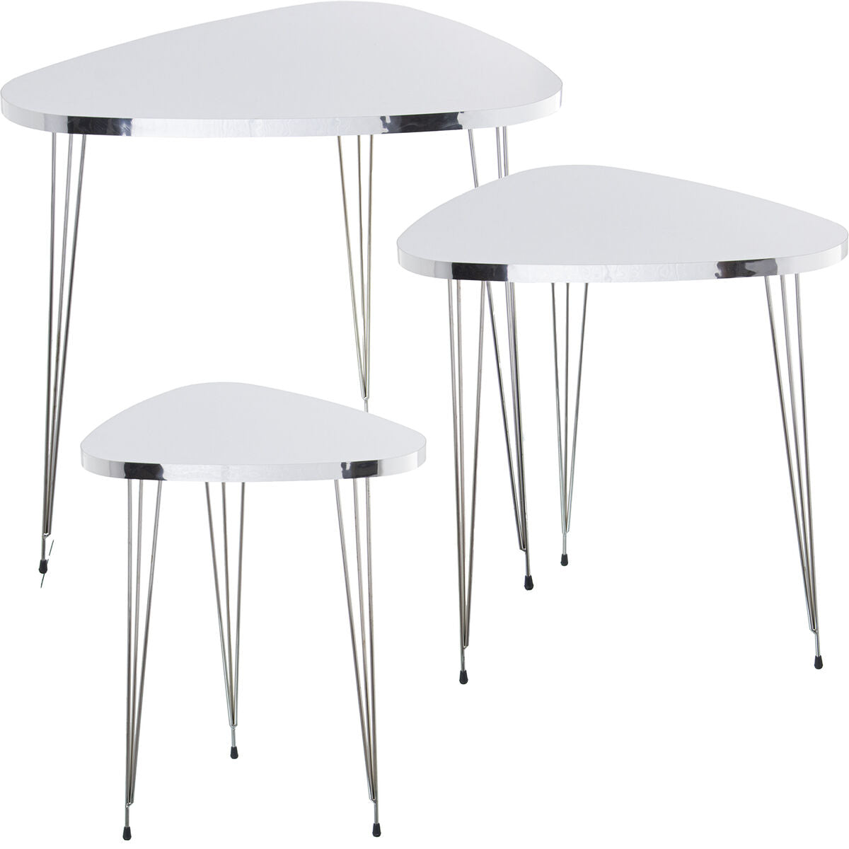 Set of 3 tables Alexandra House Living Silver Wood-0
