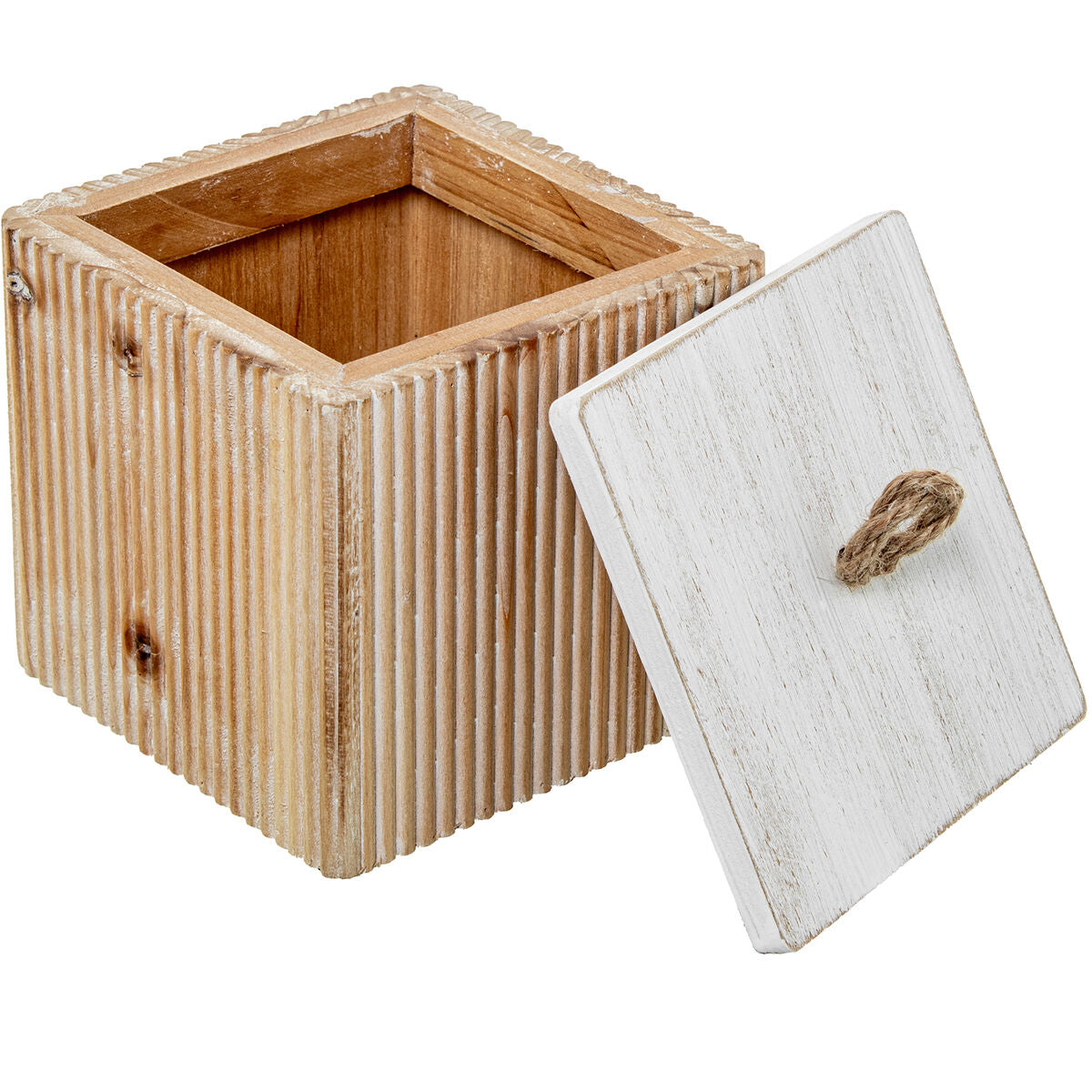 Set of decorative boxes Alexandra House Living White Brown Wood 2 Pieces-4