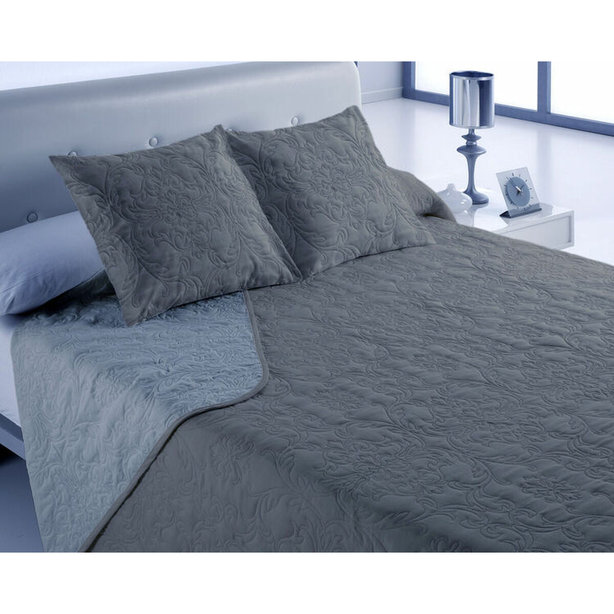 Bedspread (quilt) Hosteline VEGAS Anthracite King size (3 Pieces)-0