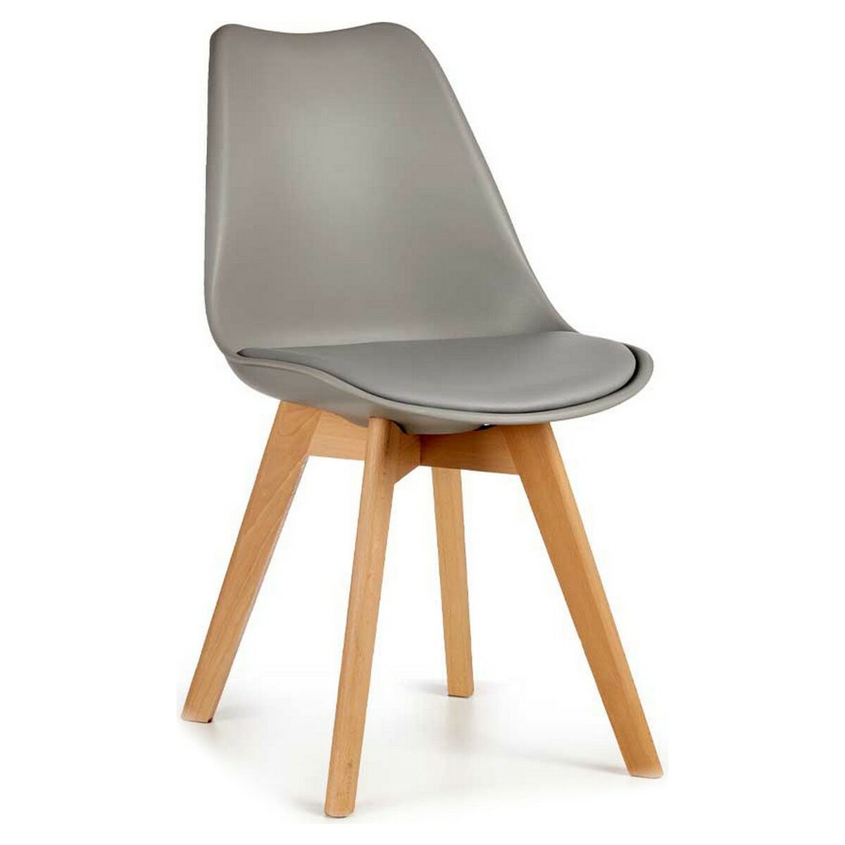 Dining Chair Grey Light brown Wood Plastic (48 x 43 x 82 cm)-0