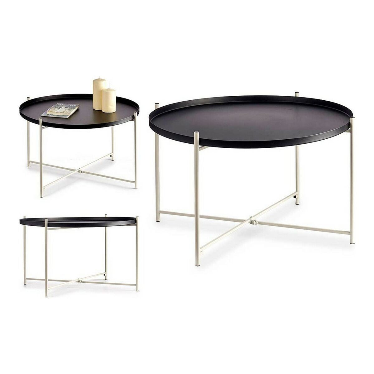 Side table Black White Metal (76,5 x 46 x 76,5 cm)-1