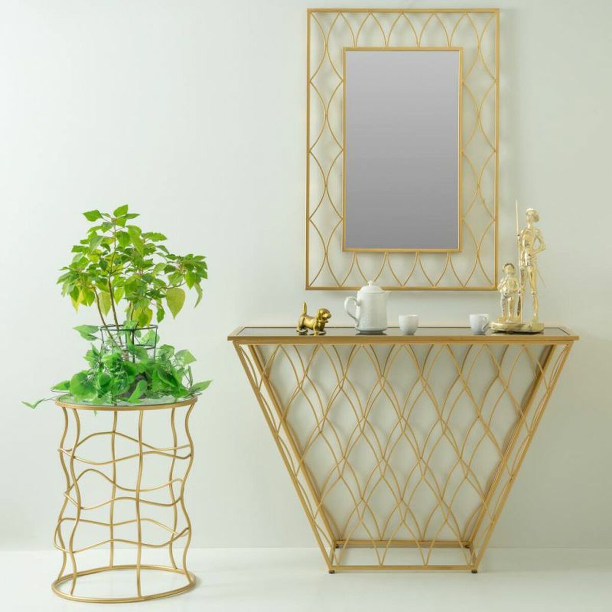 Side table Alexandra House Living Gold Metal 46 x 60 x 46 cm-4