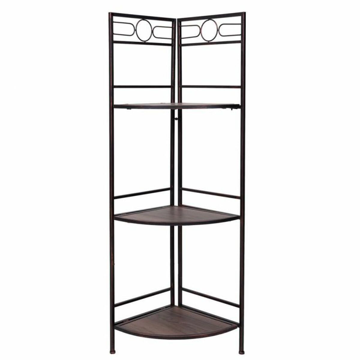 Corner Shelves Alexandra House Living Black Golden Metal MDF Wood 36 x 126 x 50 cm-4