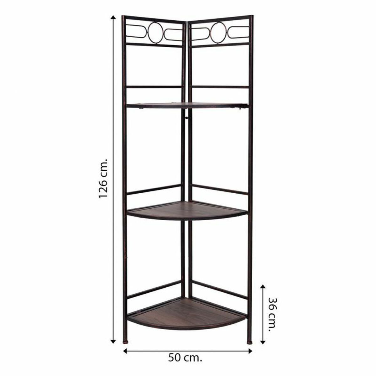 Corner Shelves Alexandra House Living Black Golden Metal MDF Wood 36 x 126 x 50 cm-1