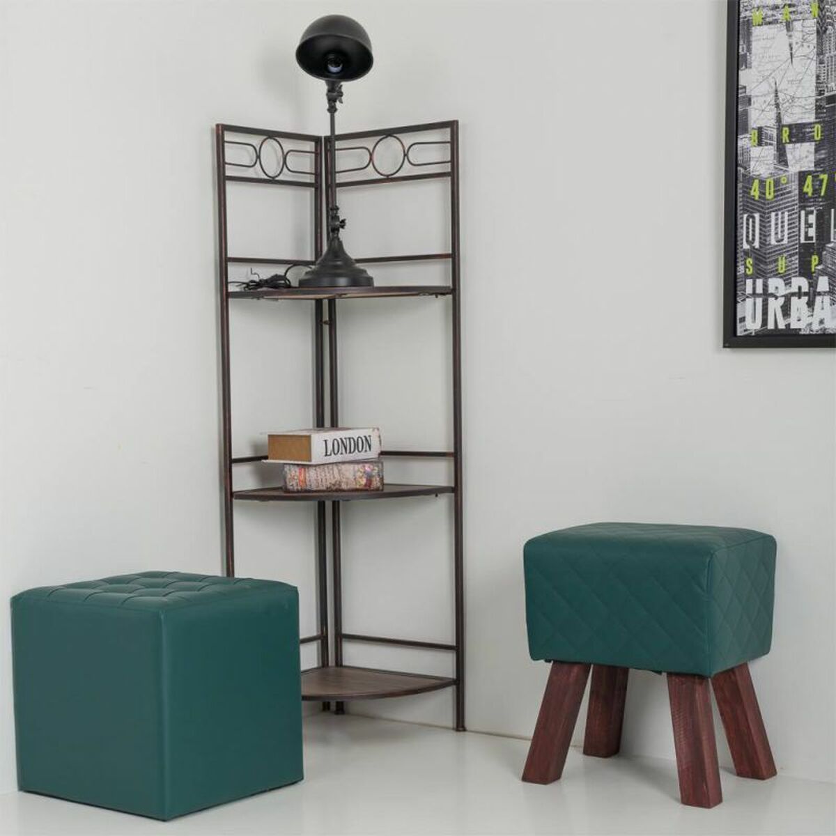 Stool Alexandra House Living PVC MDF Wood 30 x 47 x 36 cm-5