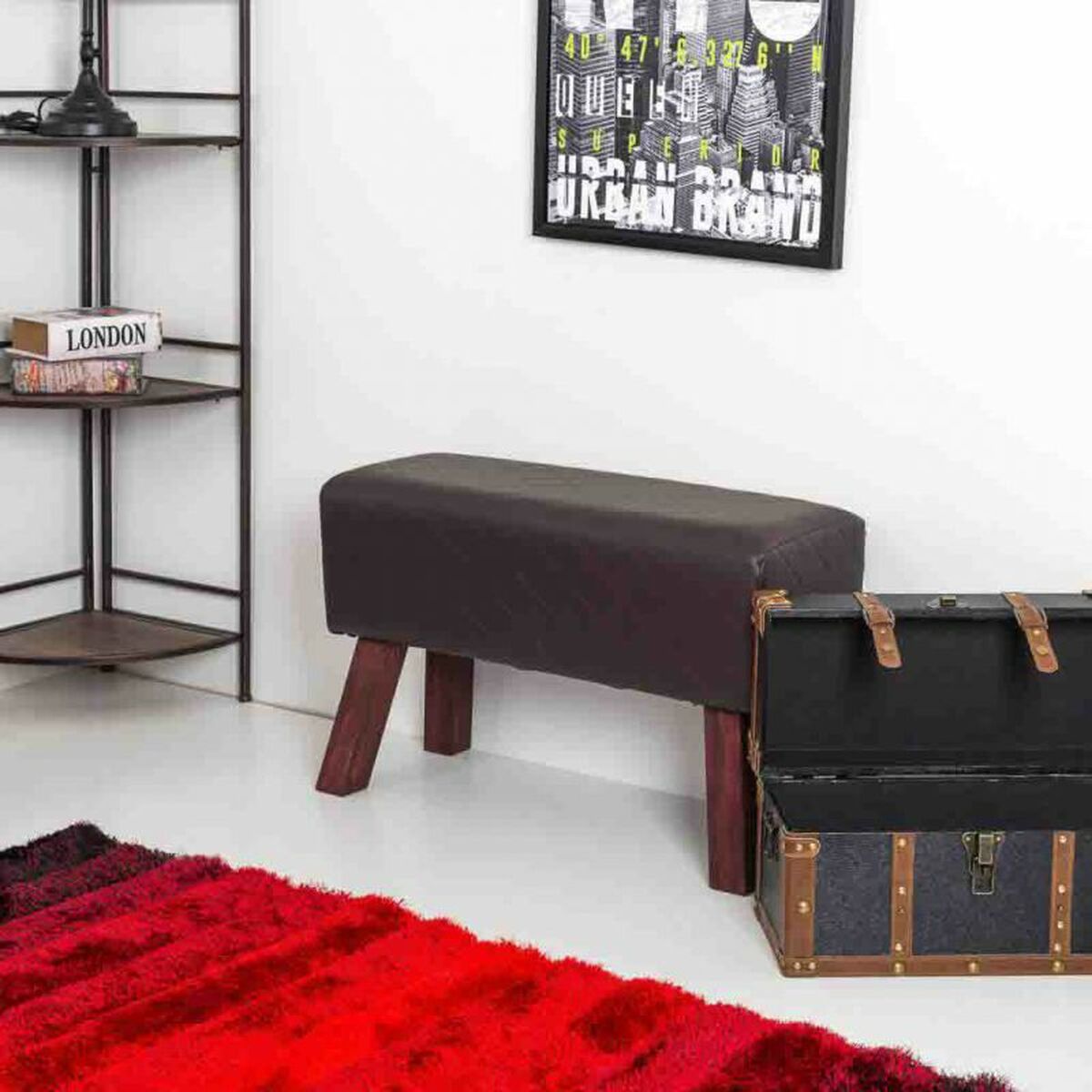 Stool Alexandra House Living PVC MDF Wood 30 x 47 x 72 cm-5