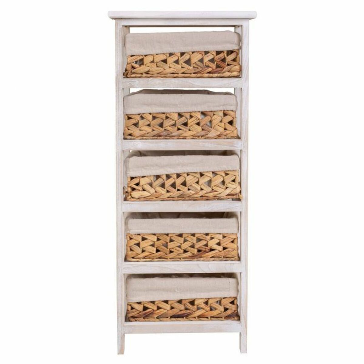 Chest of drawers Alexandra House Living White Cloth Water hyacinth Paolownia wood 25 x 88 x 35 cm-5