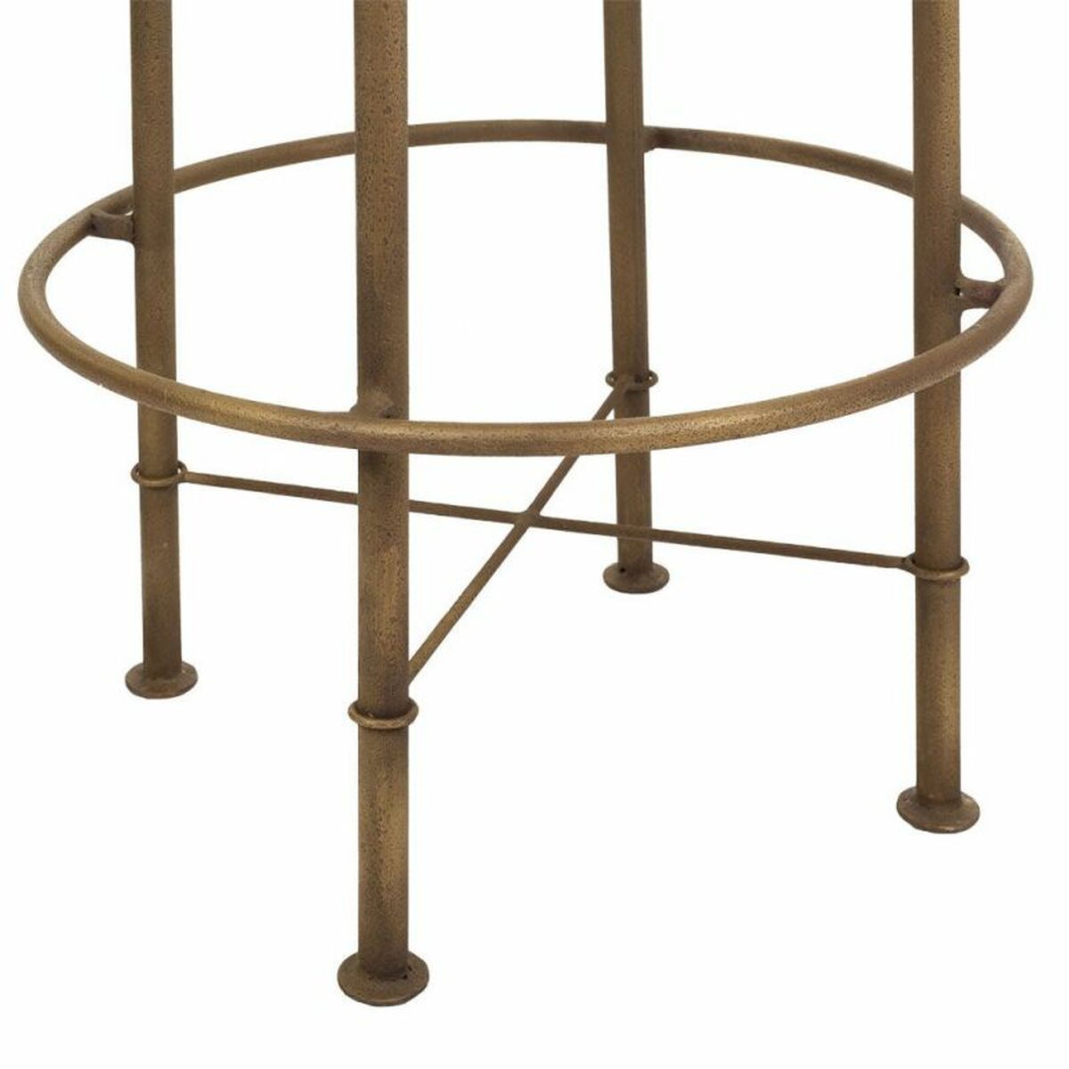 Stool Alexandra House Living Brown Leather Brass Iron 41 x 82 x 41 cm-3