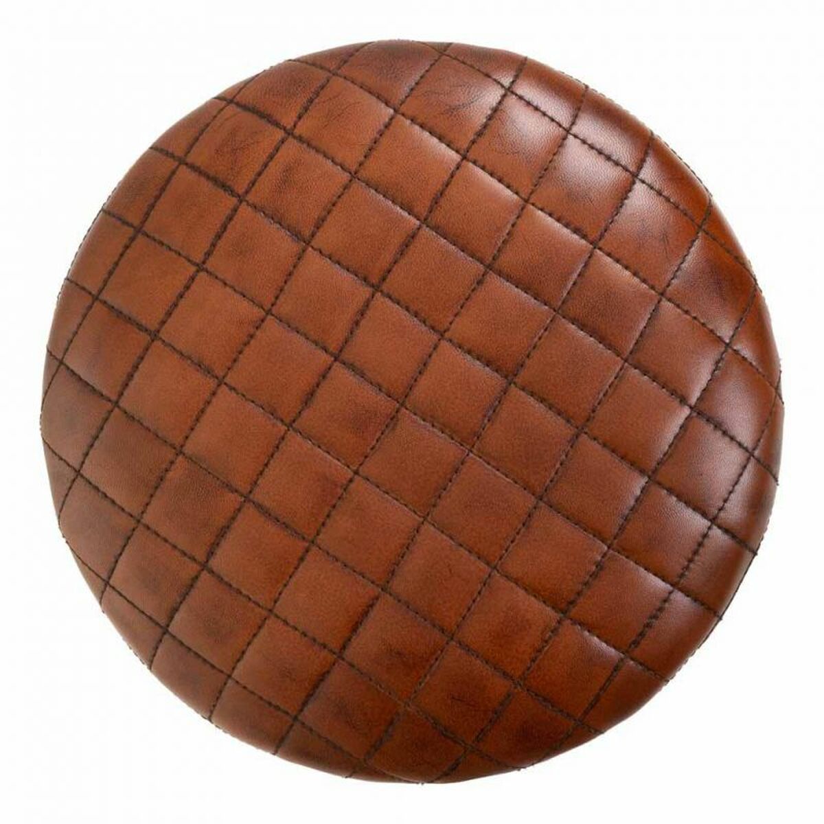 Stool Alexandra House Living Brown Leather Brass Iron 41 x 82 x 41 cm-2