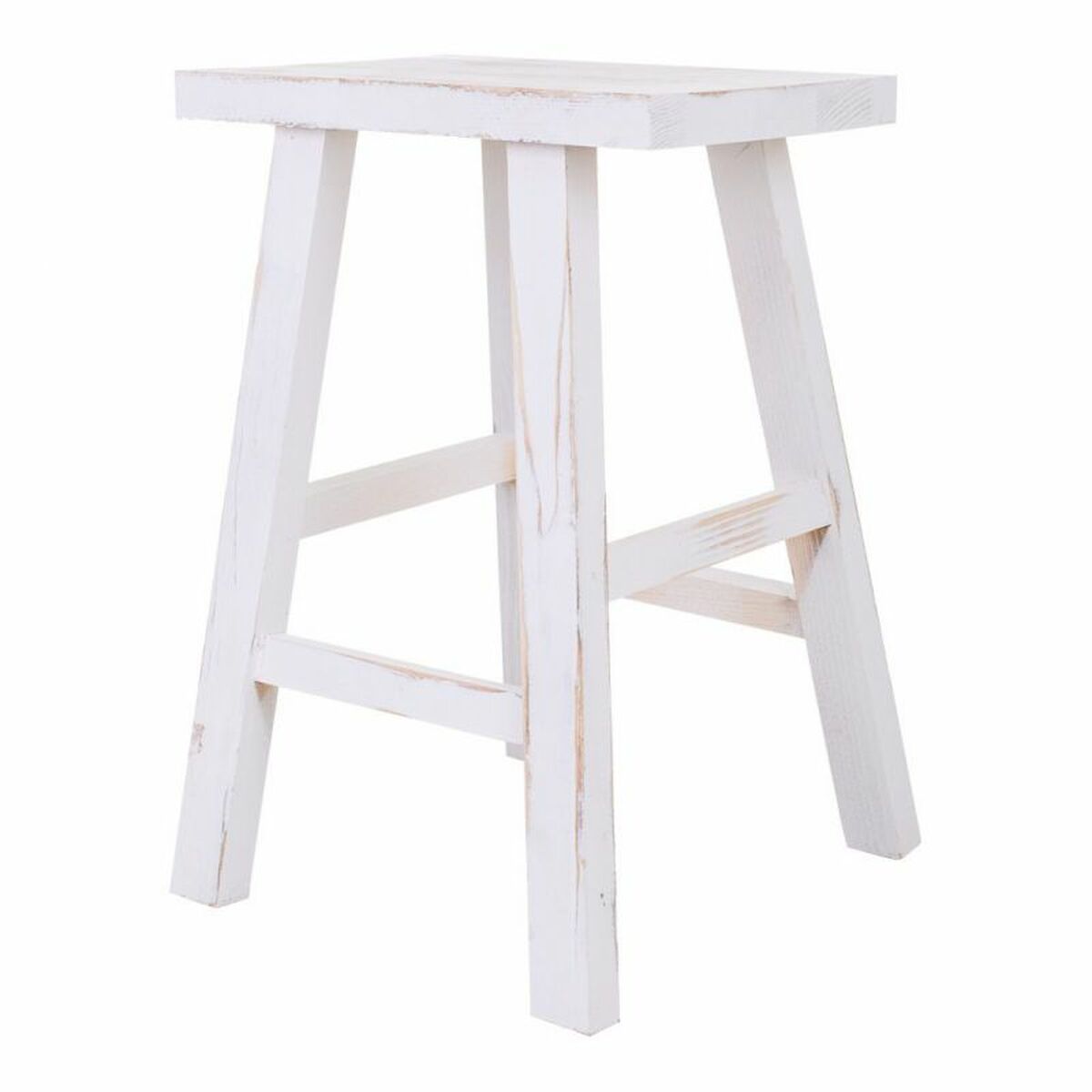 Stool Alexandra House Living White Pinewood 25 x 50 x 35 cm-4