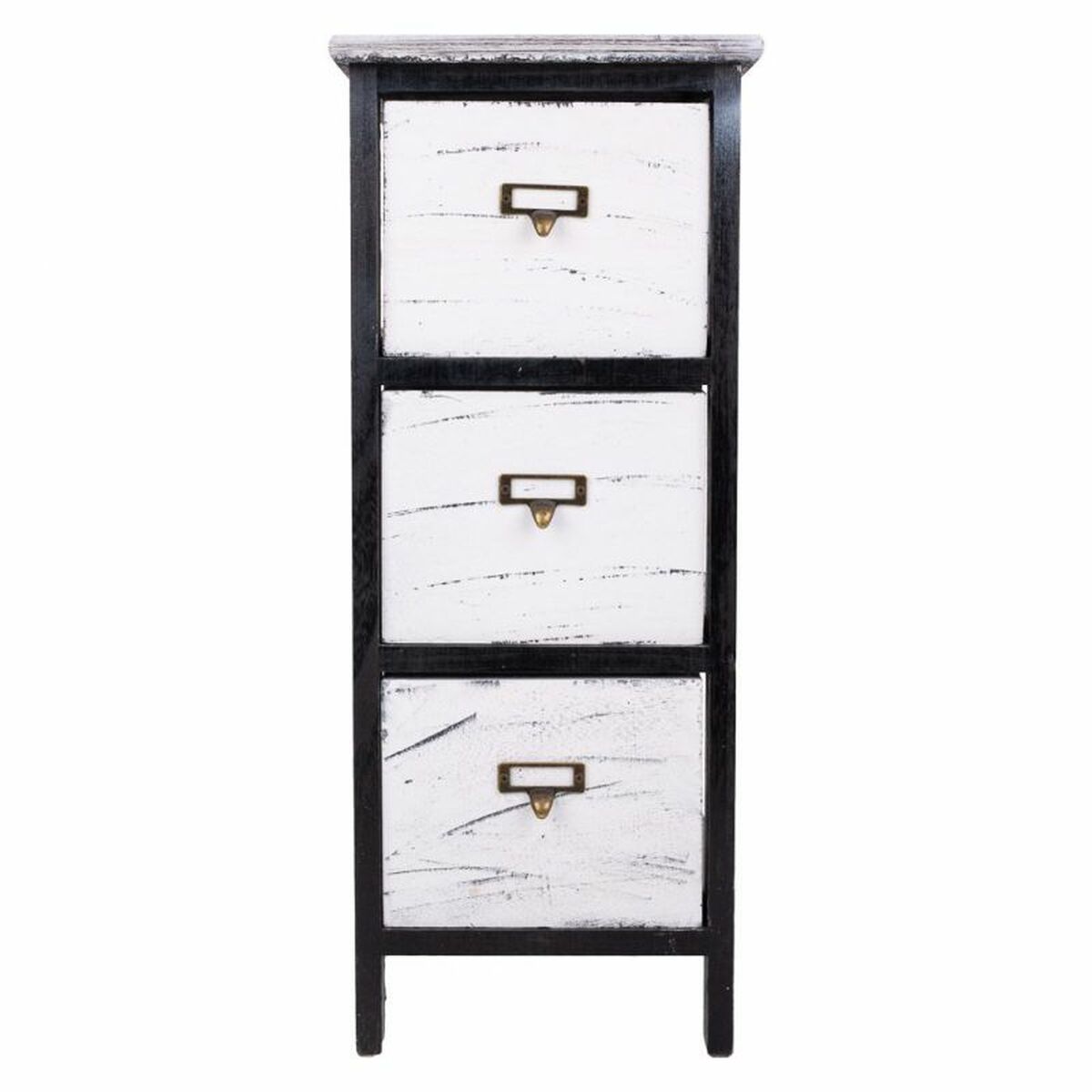 Chest of drawers Alexandra House Living White Black Paolownia wood 32 x 63 x 26 cm-6