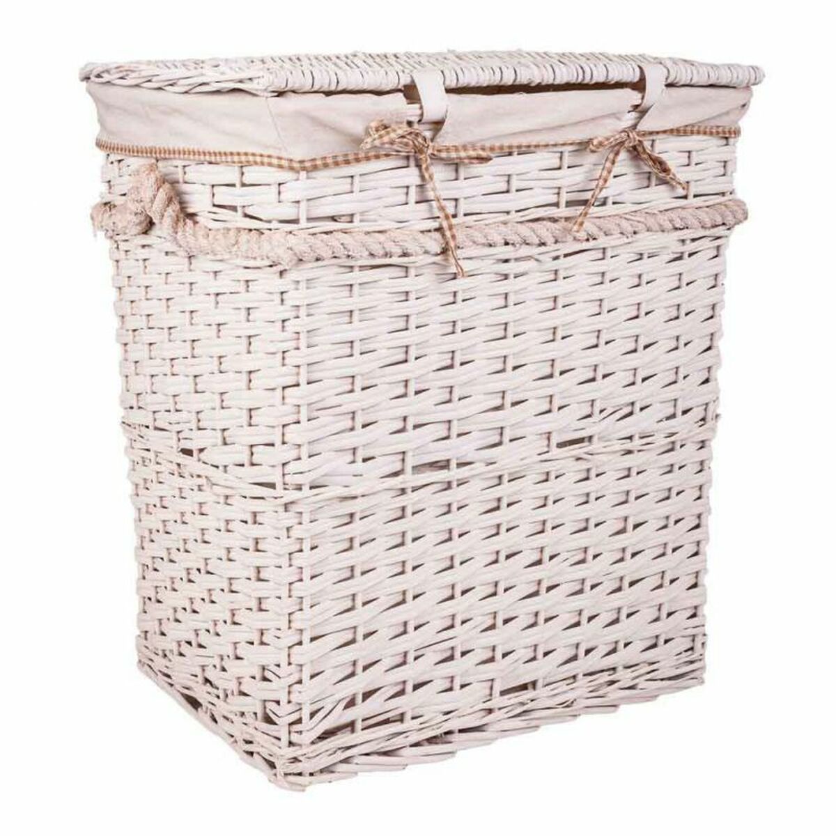 Set of Baskets Alexandra House Living White wicker Willow wood 41 x 63 x 55 cm 30 x 22 x 24 cm 3 Pieces-8