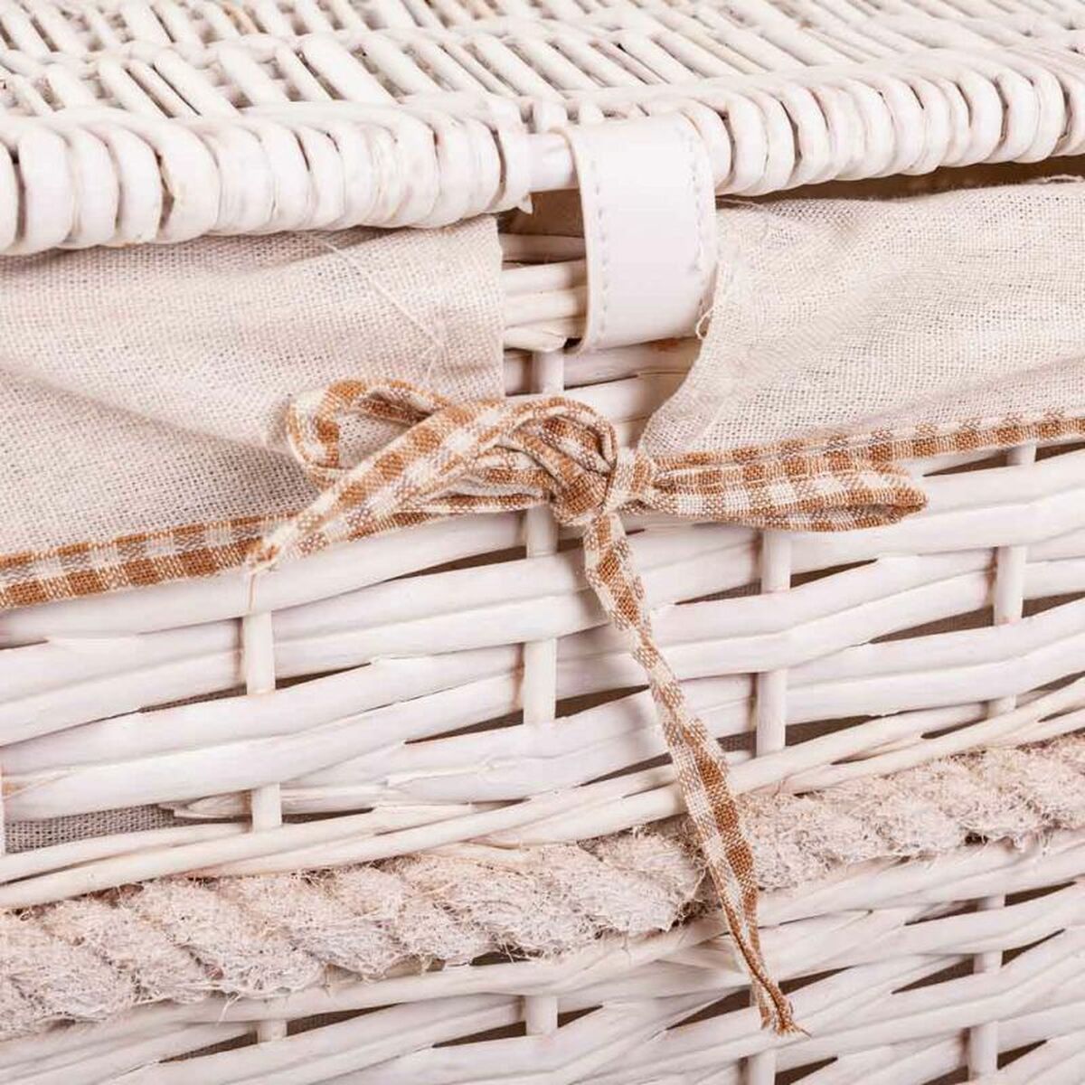 Set of Baskets Alexandra House Living White wicker Willow wood 41 x 63 x 55 cm 30 x 22 x 24 cm 3 Pieces-4