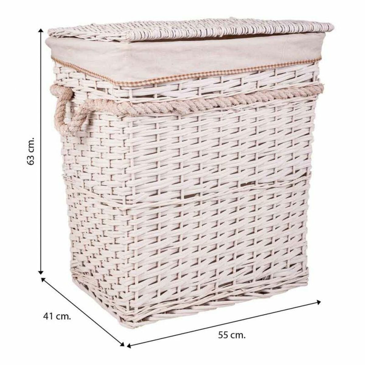 Set of Baskets Alexandra House Living White wicker Willow wood 41 x 63 x 55 cm 30 x 22 x 24 cm 3 Pieces-1