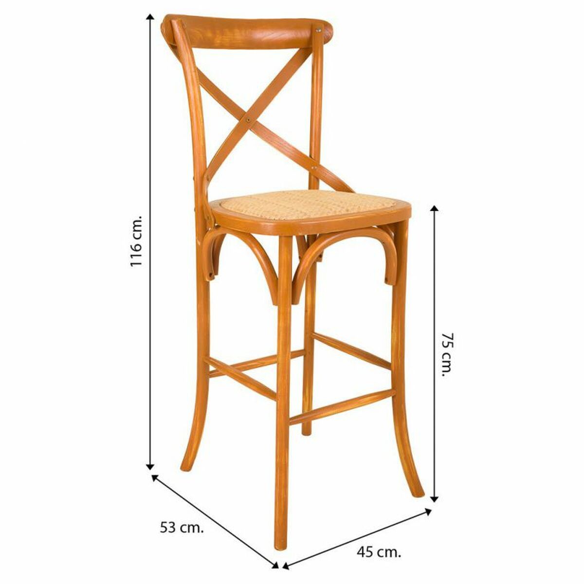 Stool Alexandra House Living Rattan Birch 53 x 116 x 45 cm-1
