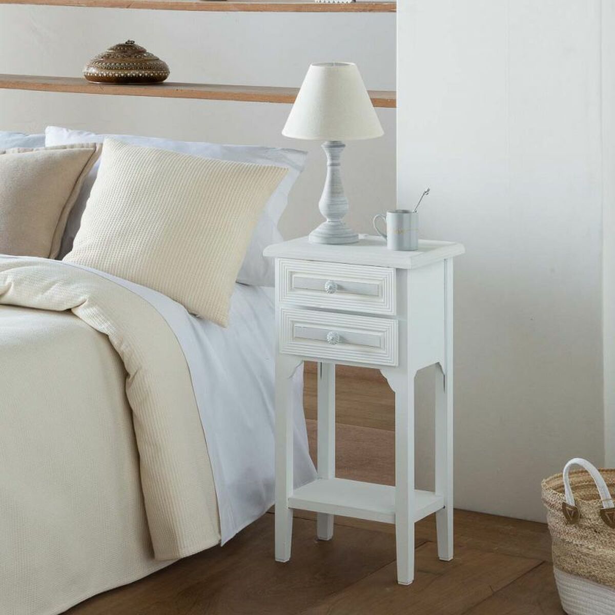 Nightstand Alexandra House Living White 26 x 69 x 37 cm-7