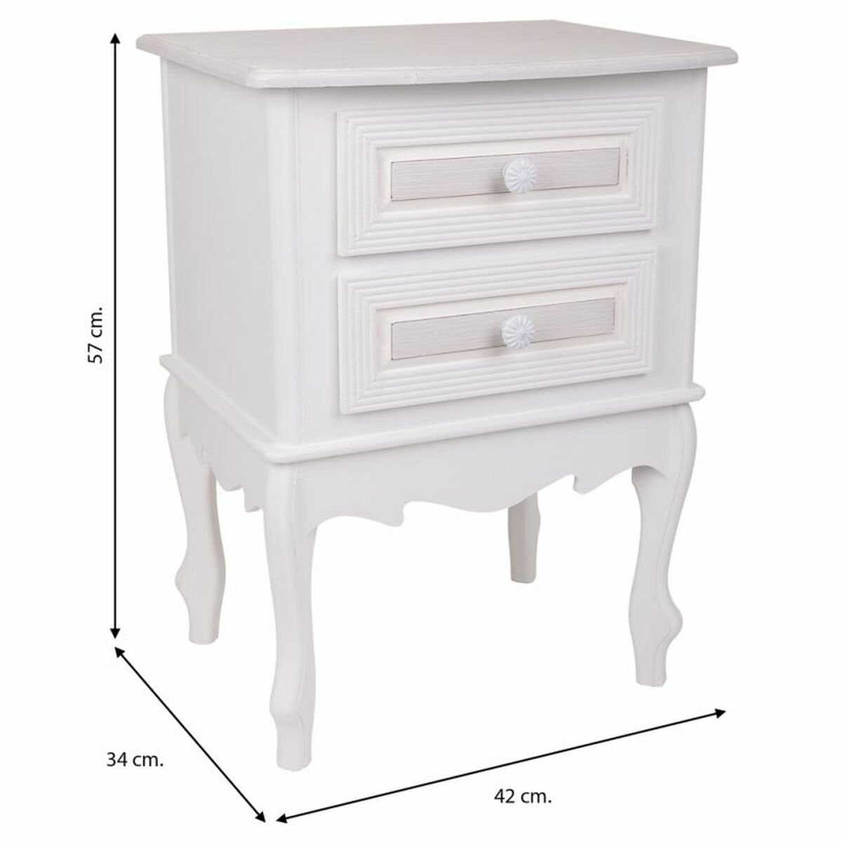 Nightstand Alexandra House Living White 34 x 57 x 42 cm-4