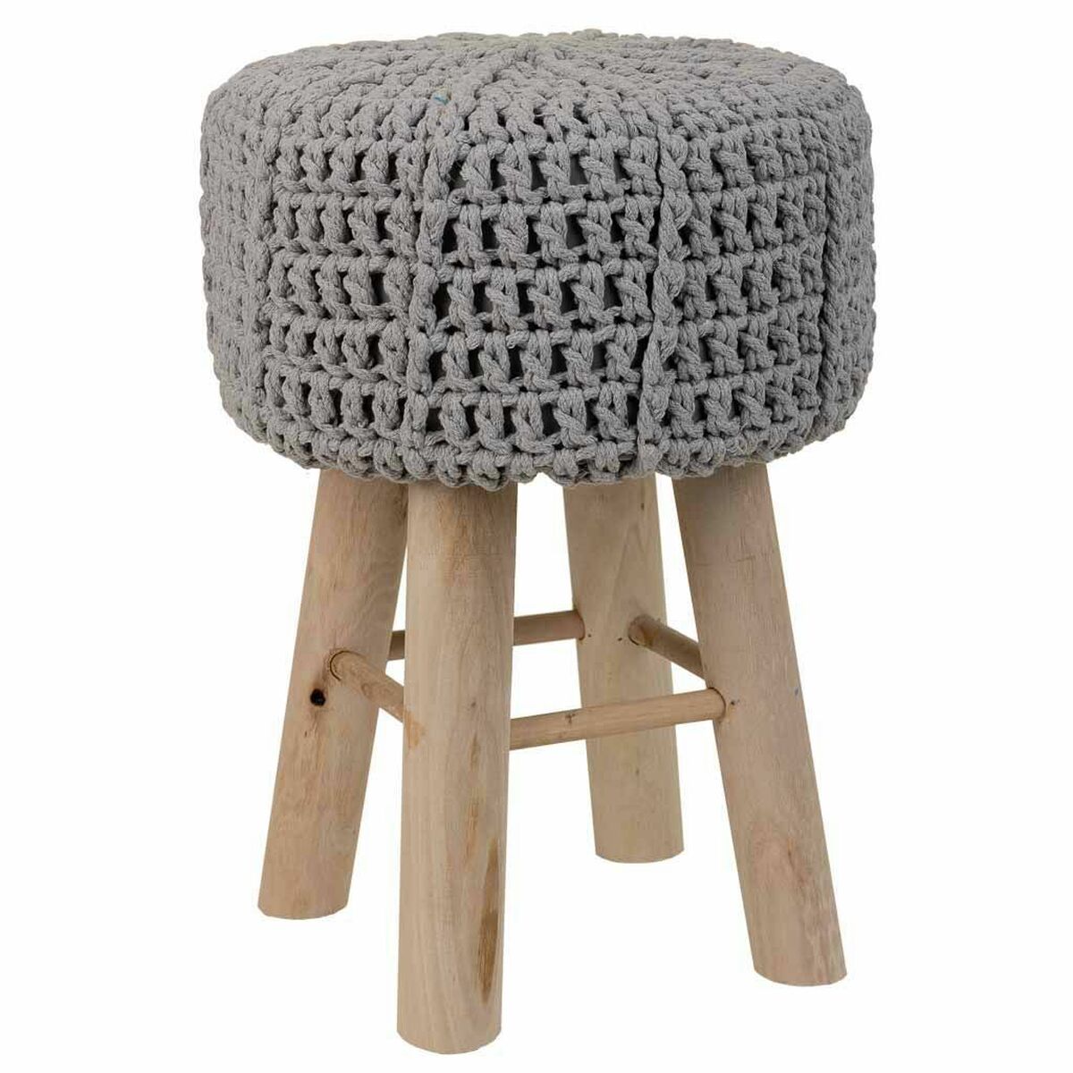 Stool Alexandra House Living Grey Bamboo Pinewood Sponge MDF Wood 32 x 44 x 32 cm-0