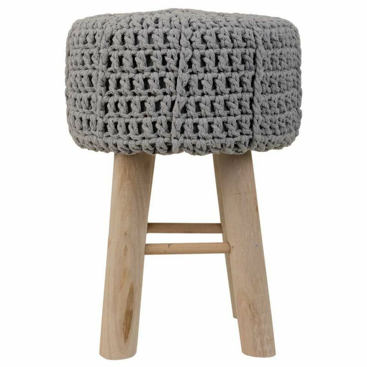 Stool Alexandra House Living Grey Bamboo Pinewood Sponge MDF Wood 32 x 44 x 32 cm-2