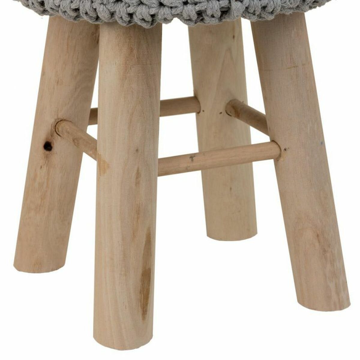 Stool Alexandra House Living Grey Bamboo Pinewood Sponge MDF Wood 32 x 44 x 32 cm-4