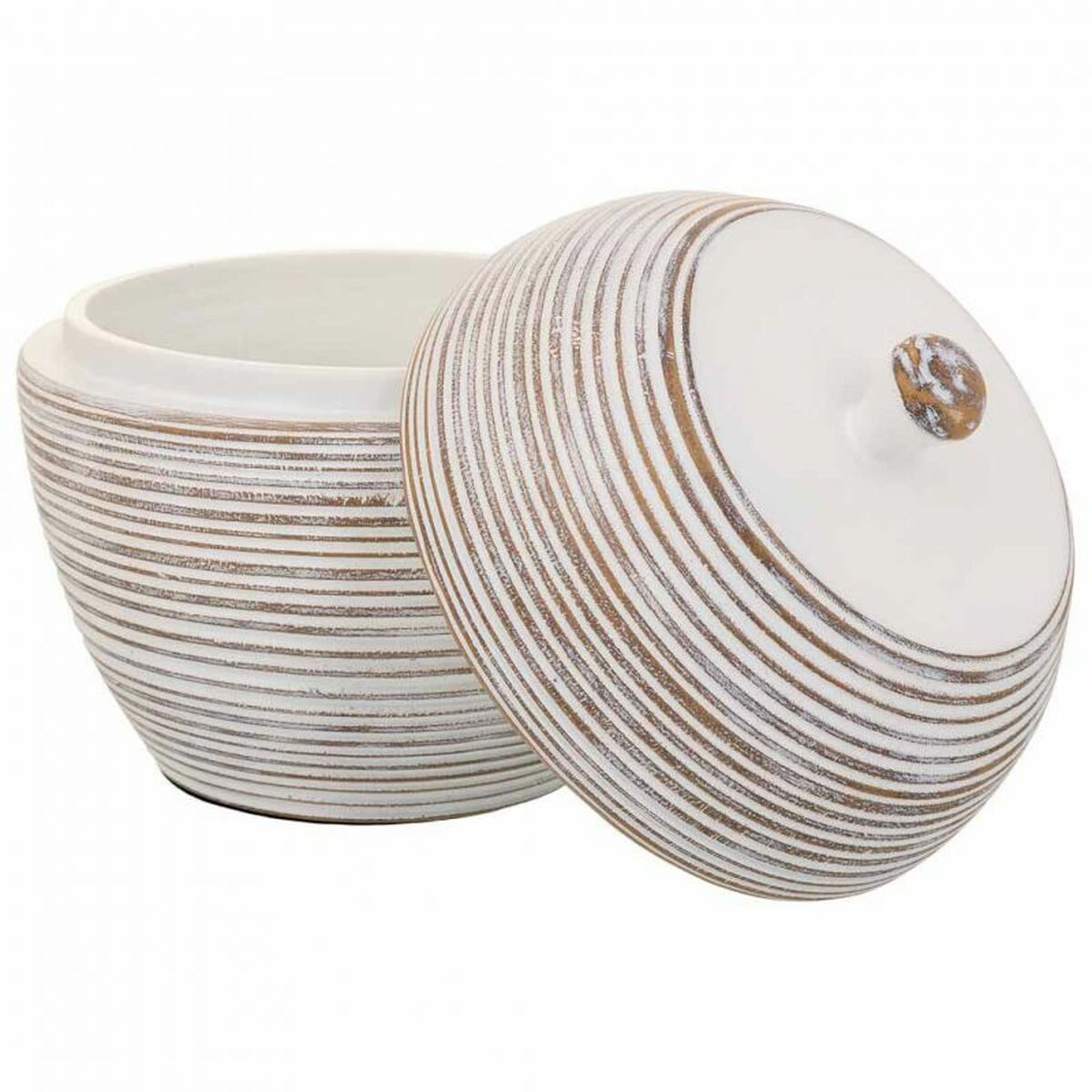 Decorative box Alexandra House Living White Polyresin 19 x 23 x 19 cm-3