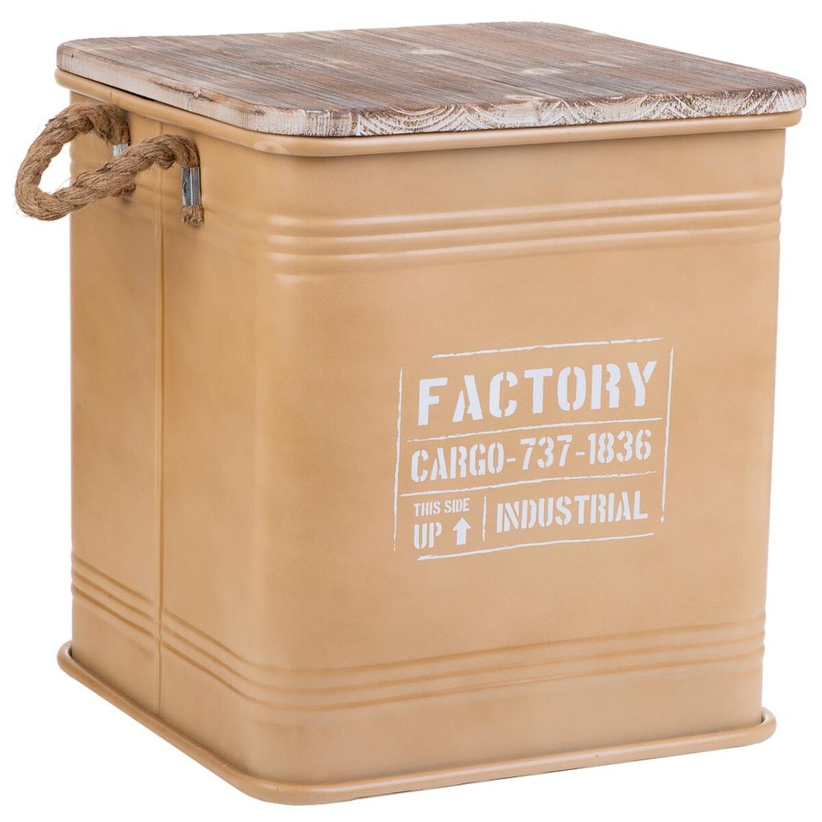 Stool Alexandra House Living Brown Metal Rope Fir wood 36 x 36 x 39 cm-0