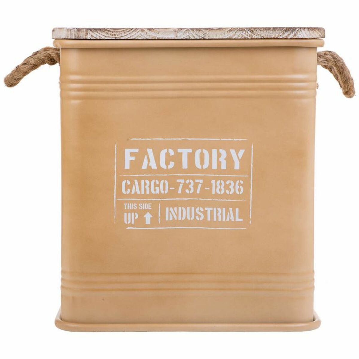 Stool Alexandra House Living Brown Metal Rope Fir wood 36 x 36 x 39 cm-7