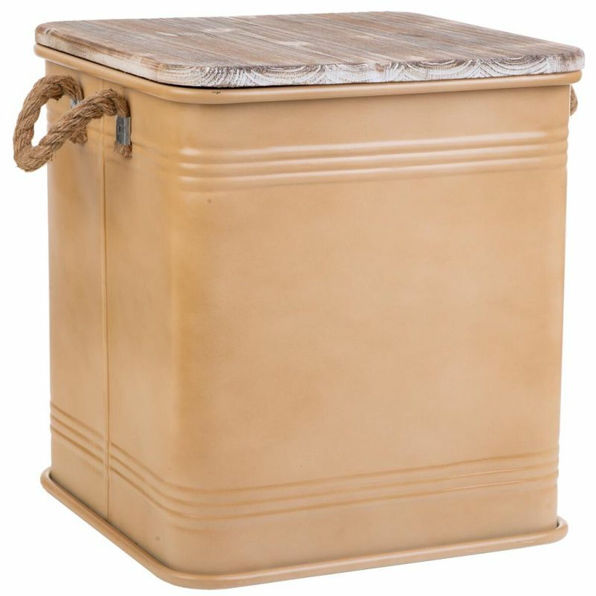 Stool Alexandra House Living Brown Metal Rope Fir wood 36 x 36 x 39 cm-5