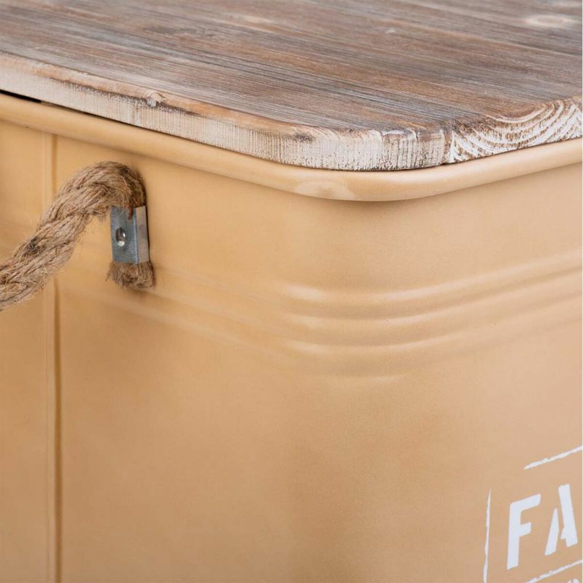 Stool Alexandra House Living Brown Metal Rope Fir wood 36 x 36 x 39 cm-2