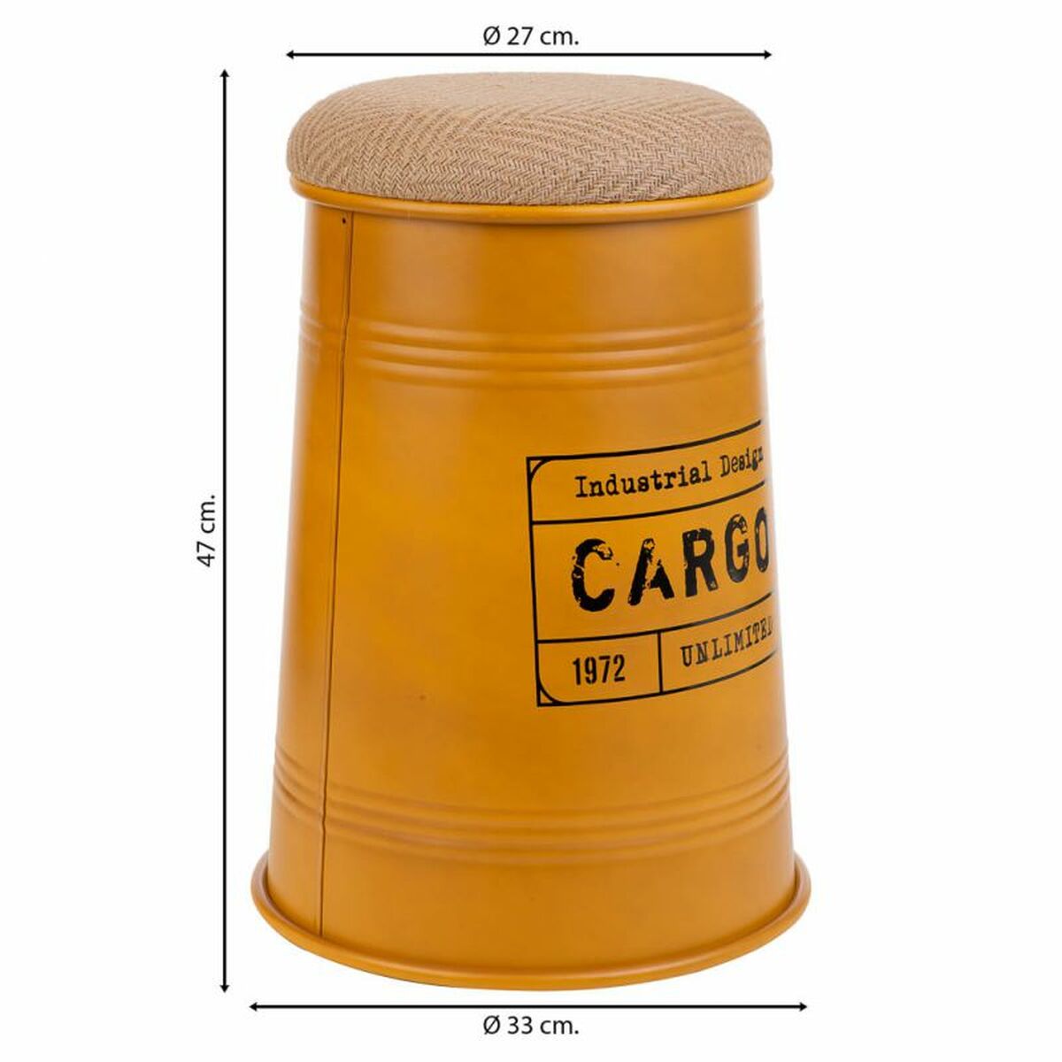 Stool Alexandra House Living Orange Sackcloth Metal Sponge MDF Wood 47 x 27 x 33 cm-5