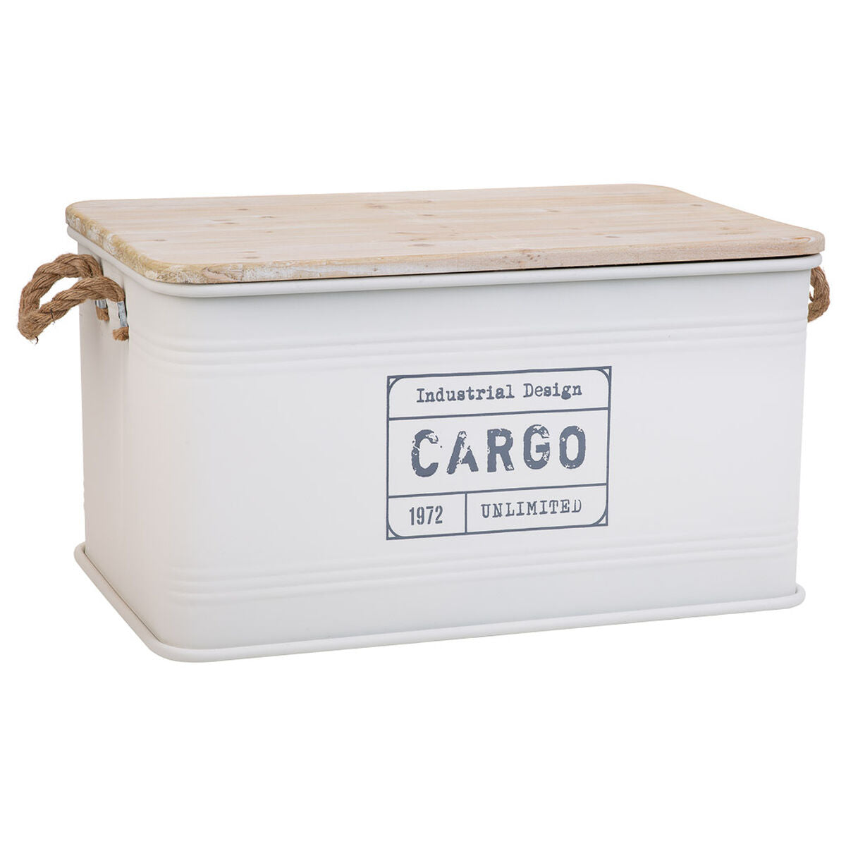 Chest Alexandra House Living Cargo White Hemp Metal Fir wood 38 x 60 x 33 cm-0