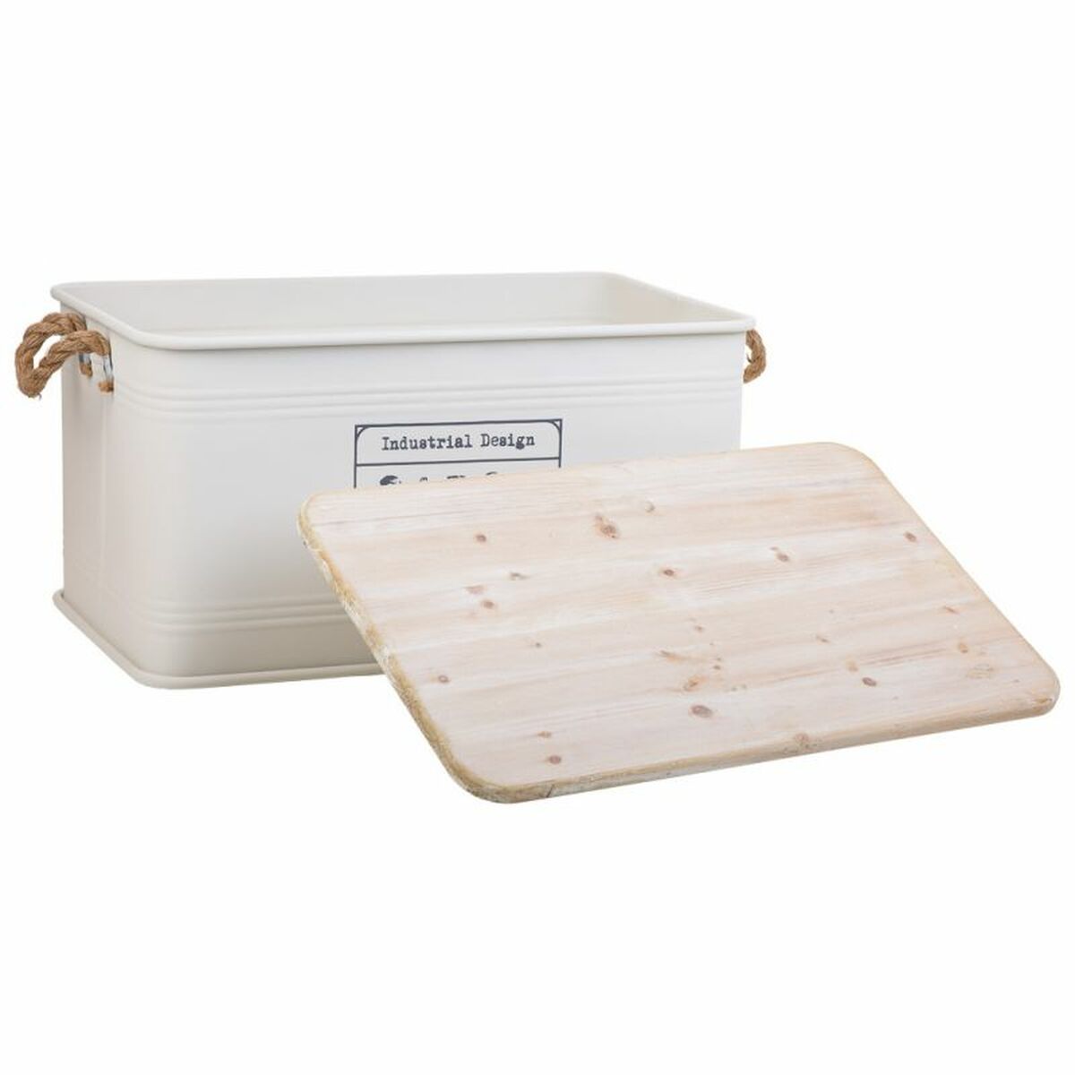 Chest Alexandra House Living Cargo White Hemp Metal Fir wood 38 x 60 x 33 cm-4