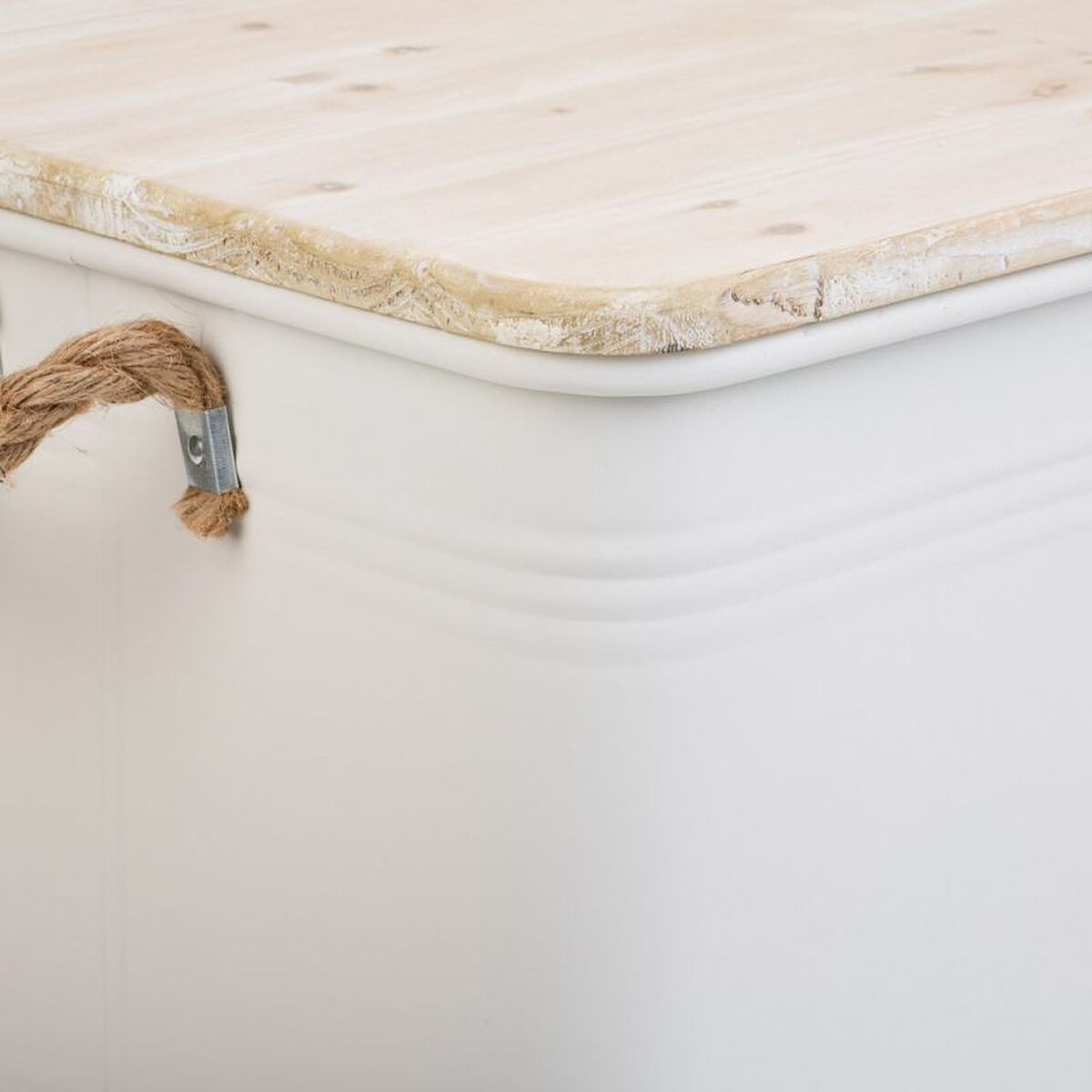 Chest Alexandra House Living Cargo White Hemp Metal Fir wood 38 x 60 x 33 cm-2