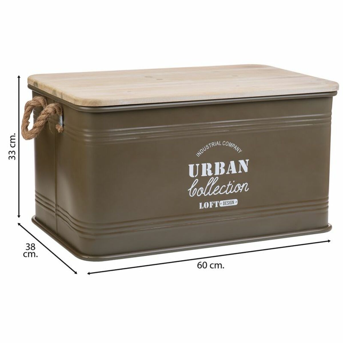 Chest Alexandra House Living Urban Green Hemp Metal Fir wood 38 x 60 x 33 cm-6