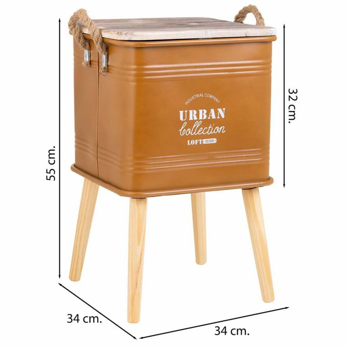 Nightstand Alexandra House Living Brown 34 x 34 x 55 cm-7