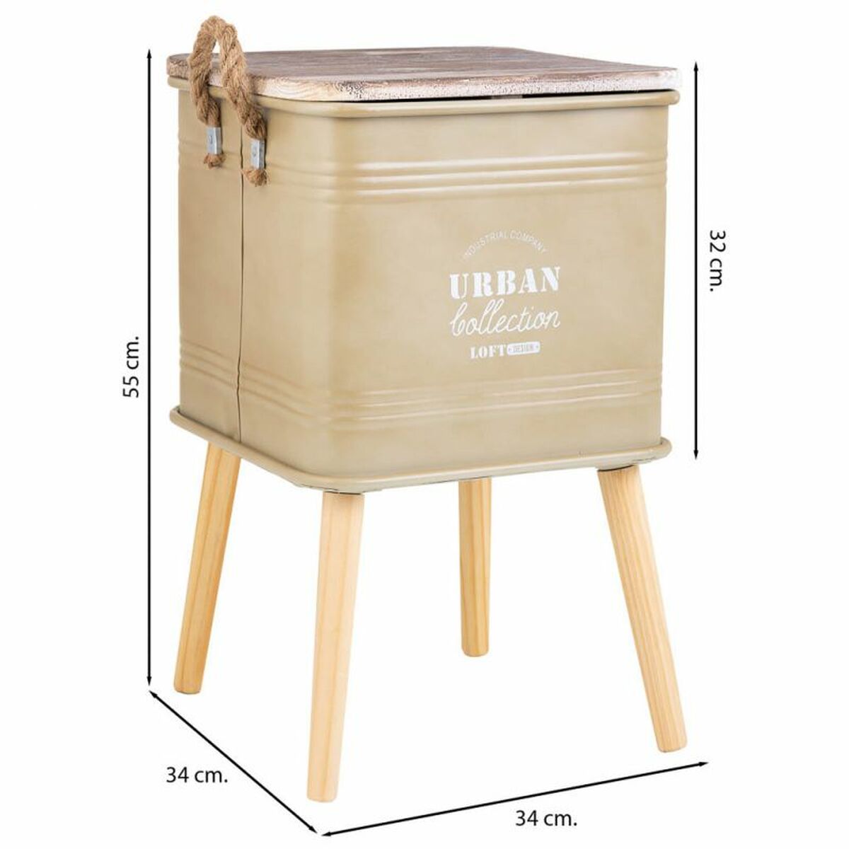 Nightstand Alexandra House Living Green 34 x 34 x 55 cm-6
