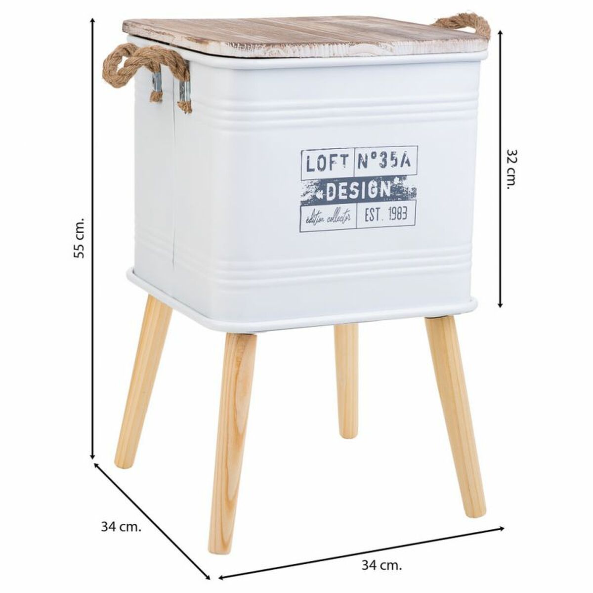 Nightstand Alexandra House Living Grey 34 x 34 x 55 cm-6