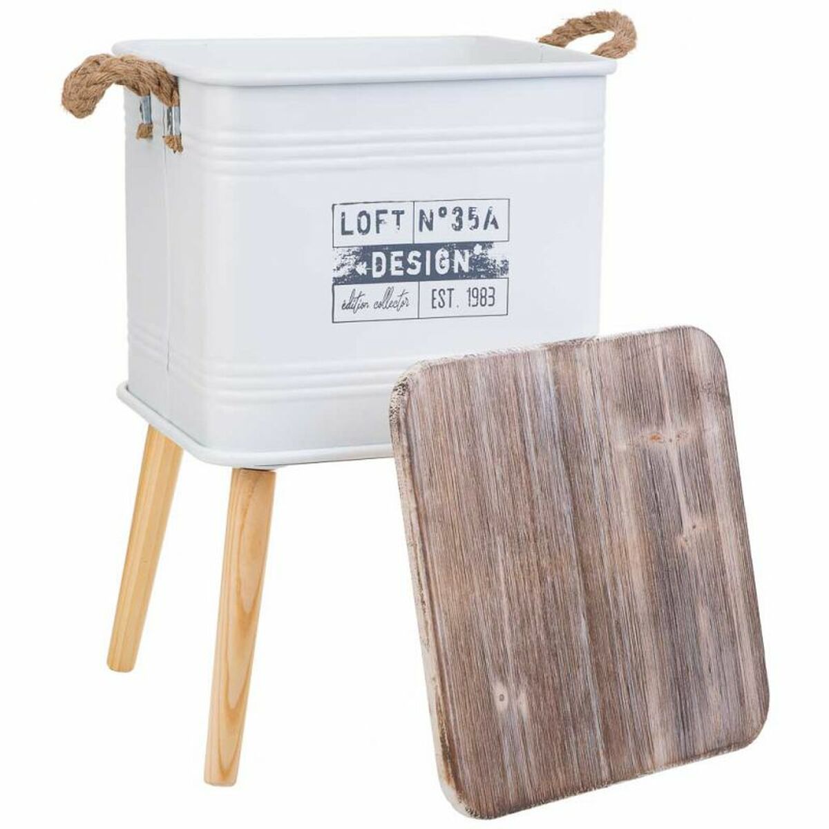 Nightstand Alexandra House Living Grey 34 x 34 x 55 cm-4